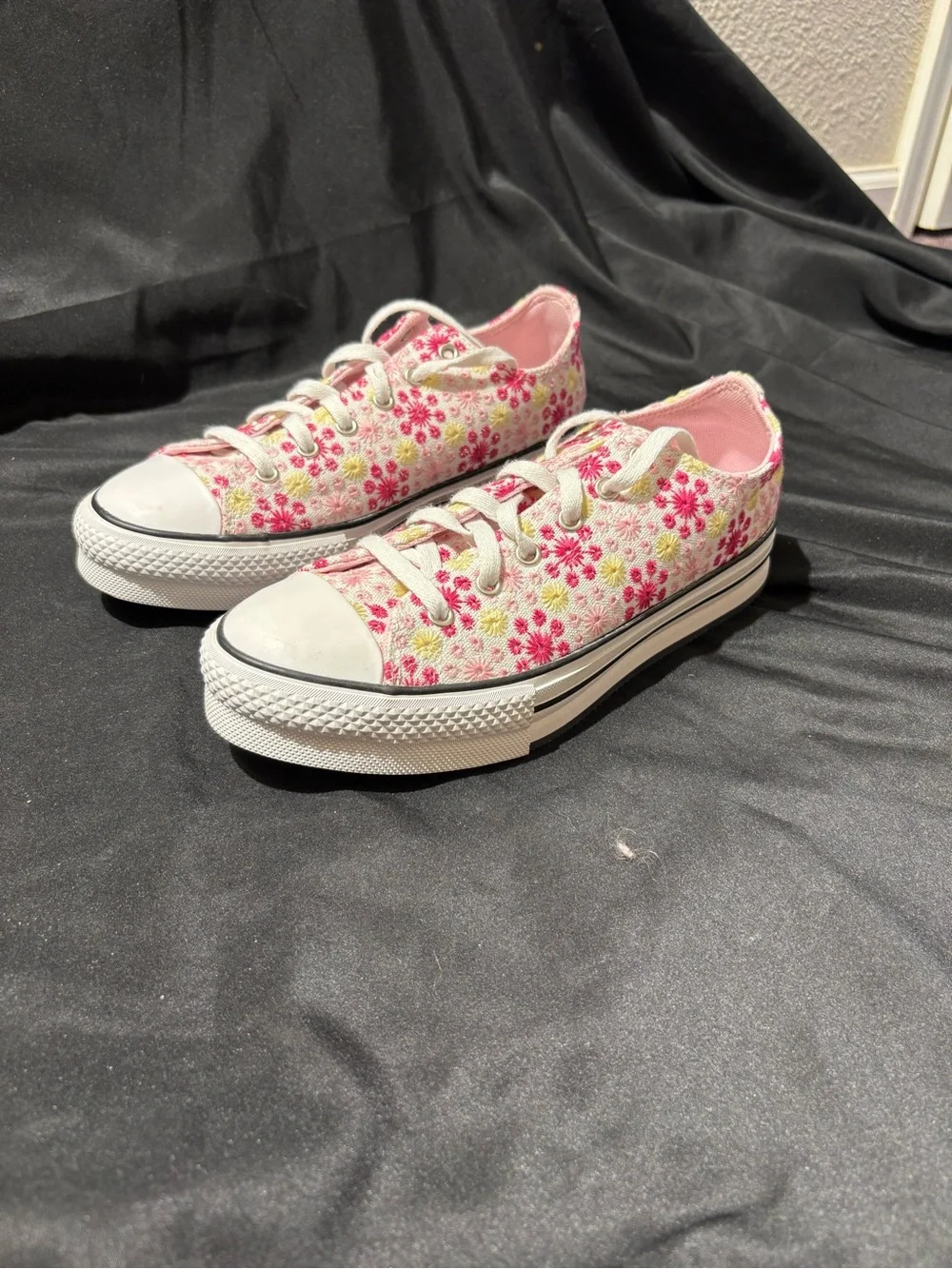 Converse Pink Floral Low-Top Canvas Sneakers for Kids